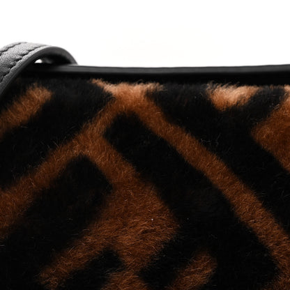 Fendi Shearling Vitello Dolce Macro FF 1974 Mini Baguette Tobacco Black 9 of 11