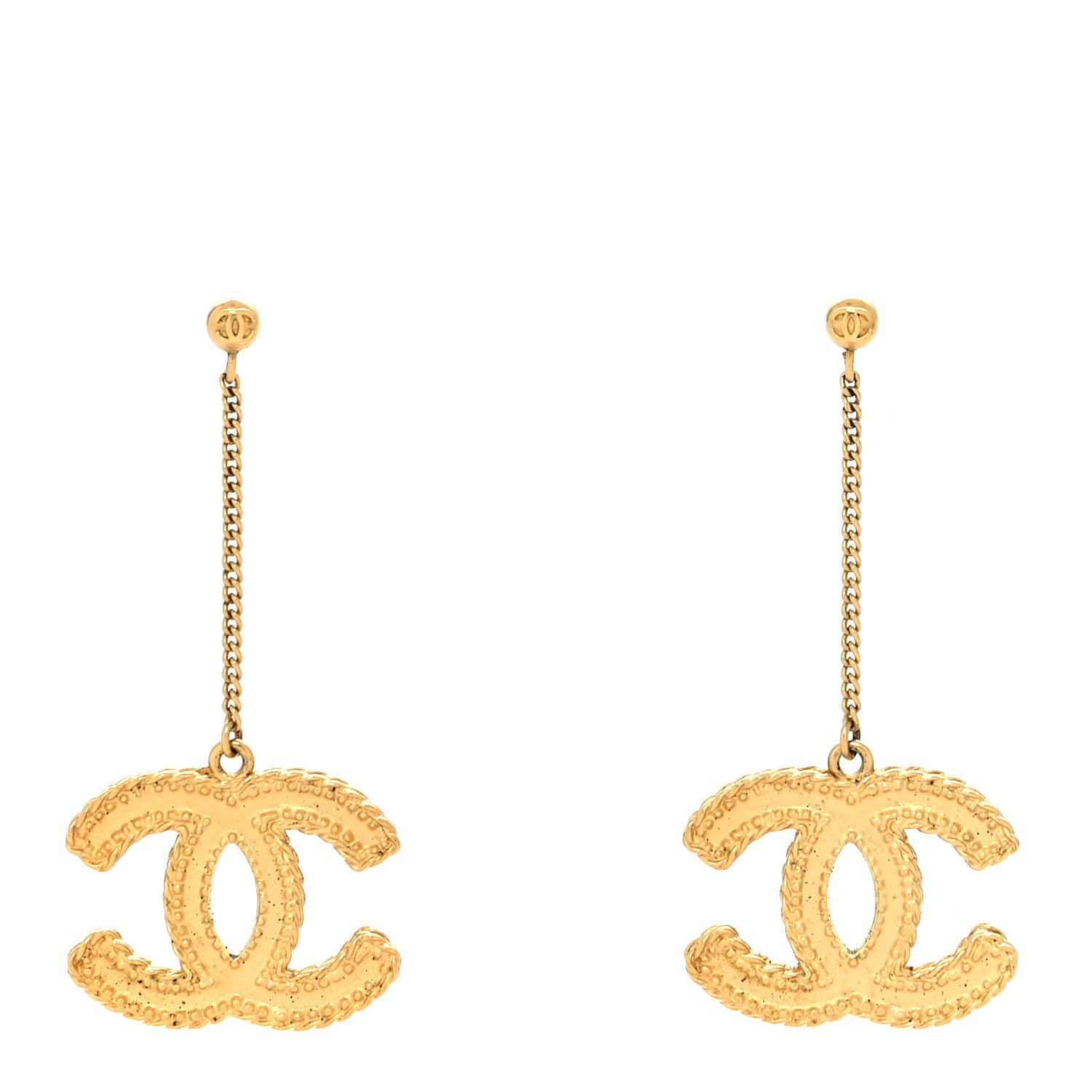 Chanel CC Drop Earrings Matte Gold 1 of 4
