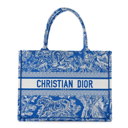 Christian Dior CHRISTIAN DIOR Canvas Embroidered Medium Dioriviera Toile De Jouy Book Tote Fluorescent Blue 1 of 11