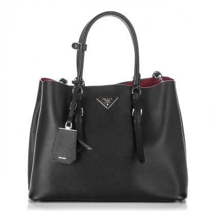Prada Saffiano Cuir Double Handle Tote Black Ciliegia 1 of 6