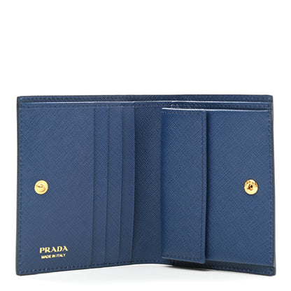 Prada Saffiano Shine Monochrome Bi-Fold Wallet Bleuette 5 of 7