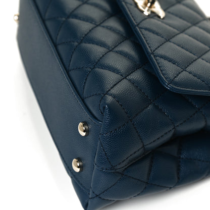 Chanel Caviar Quilted Lizard Embossed Mini Coco Handle Flap Navy Blue 12 of 14