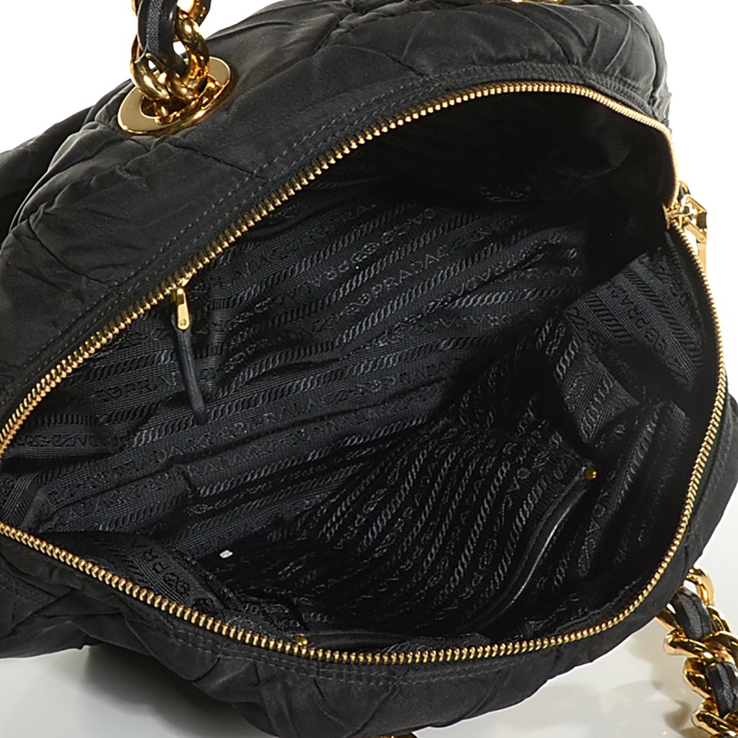 Prada Tessuto Nylon Chevron Catena Bag Nero Black 5 of 10