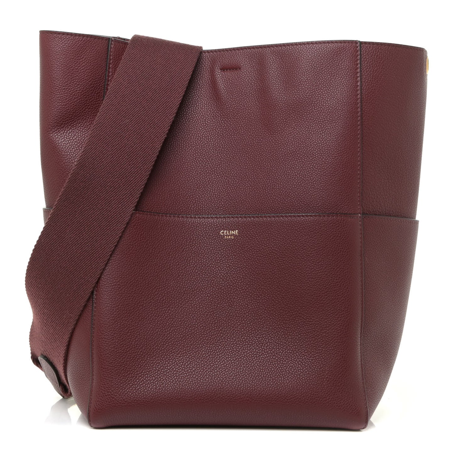 Soft Grained Calfskin Sangle Bucket Bag Burgundy