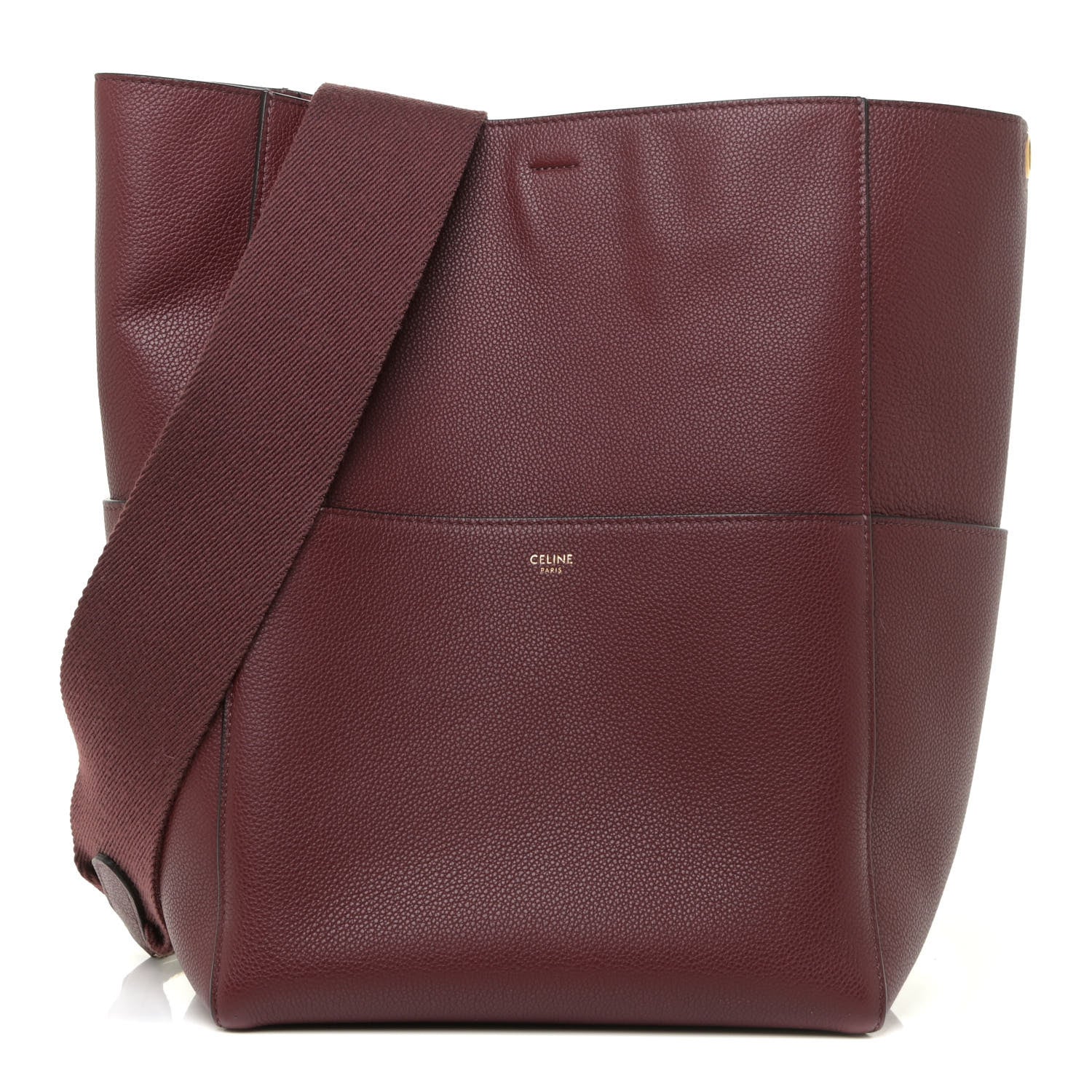Celine Soft Grained Calfskin Sangle Bucket Bag Burgundy 1 of 13