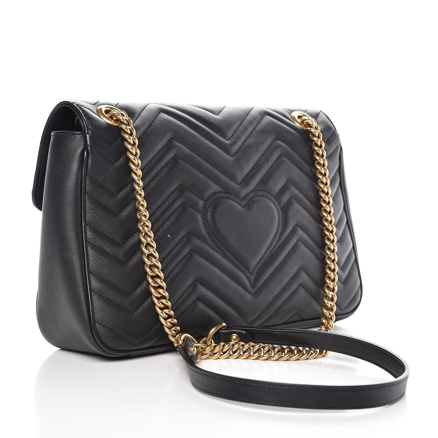 Calfskin Matelasse Medium GG Marmont Shoulder Bag Black
