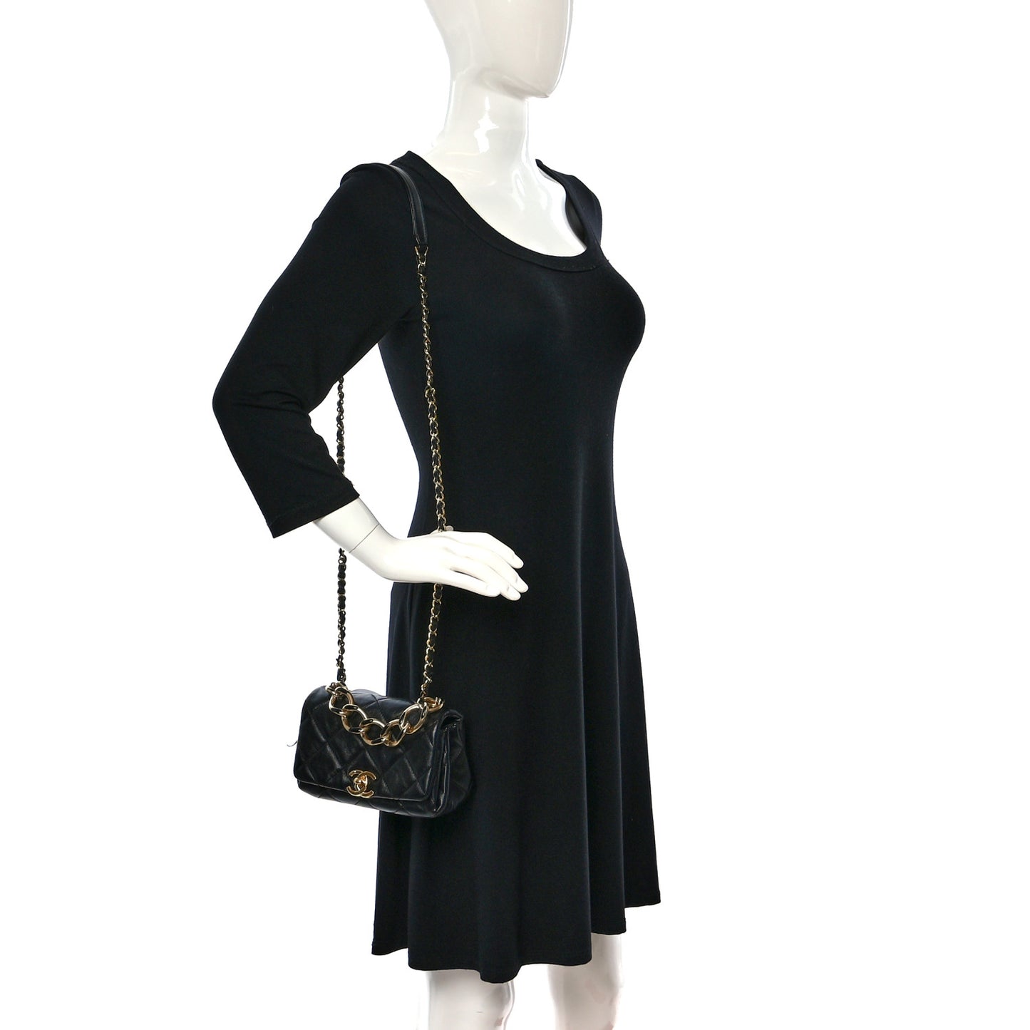 Lambskin Quilted Mini Color Match Flap Black