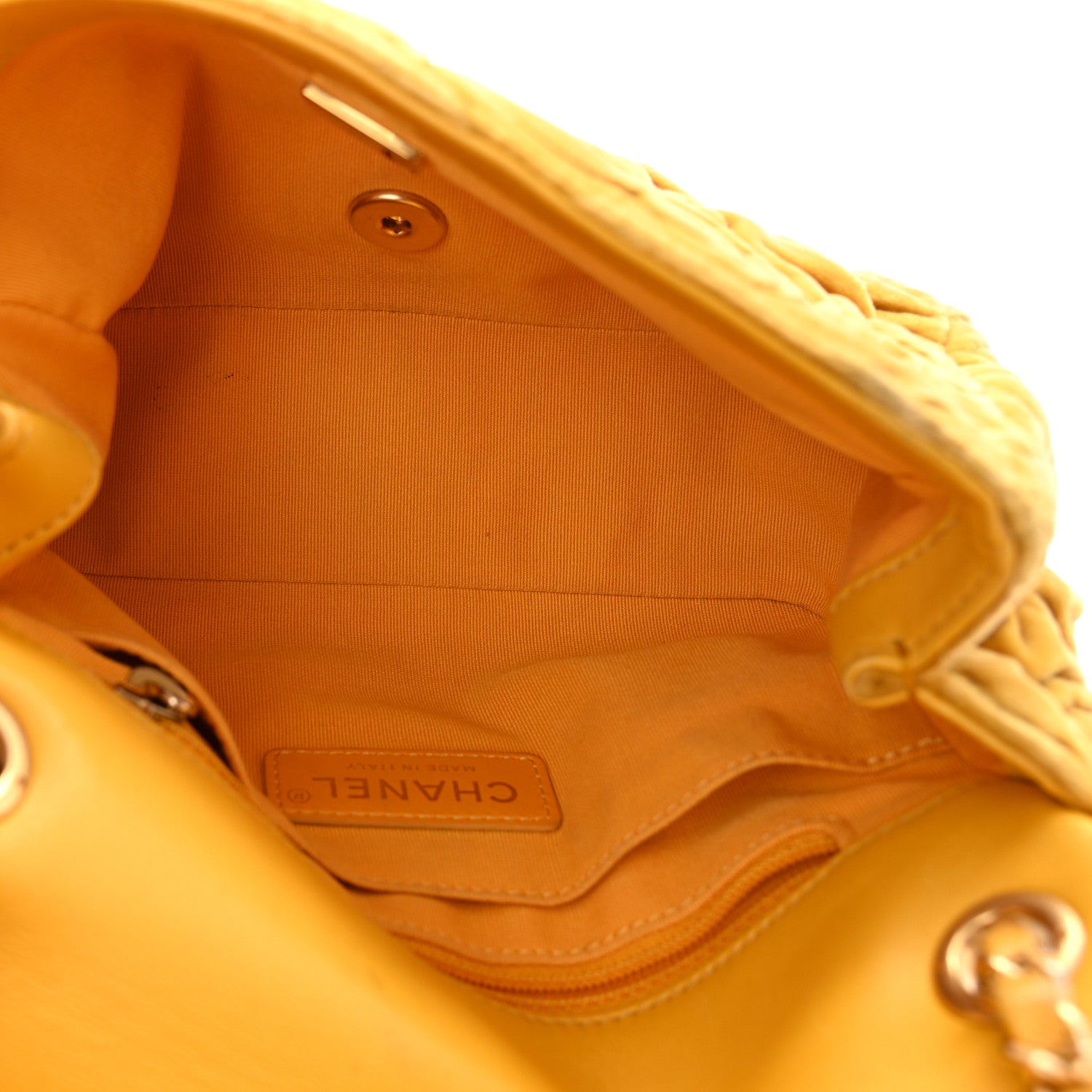 Chanel Velvet Camellia Embossed Mini Rectangular Flap Yellow 5 of 10