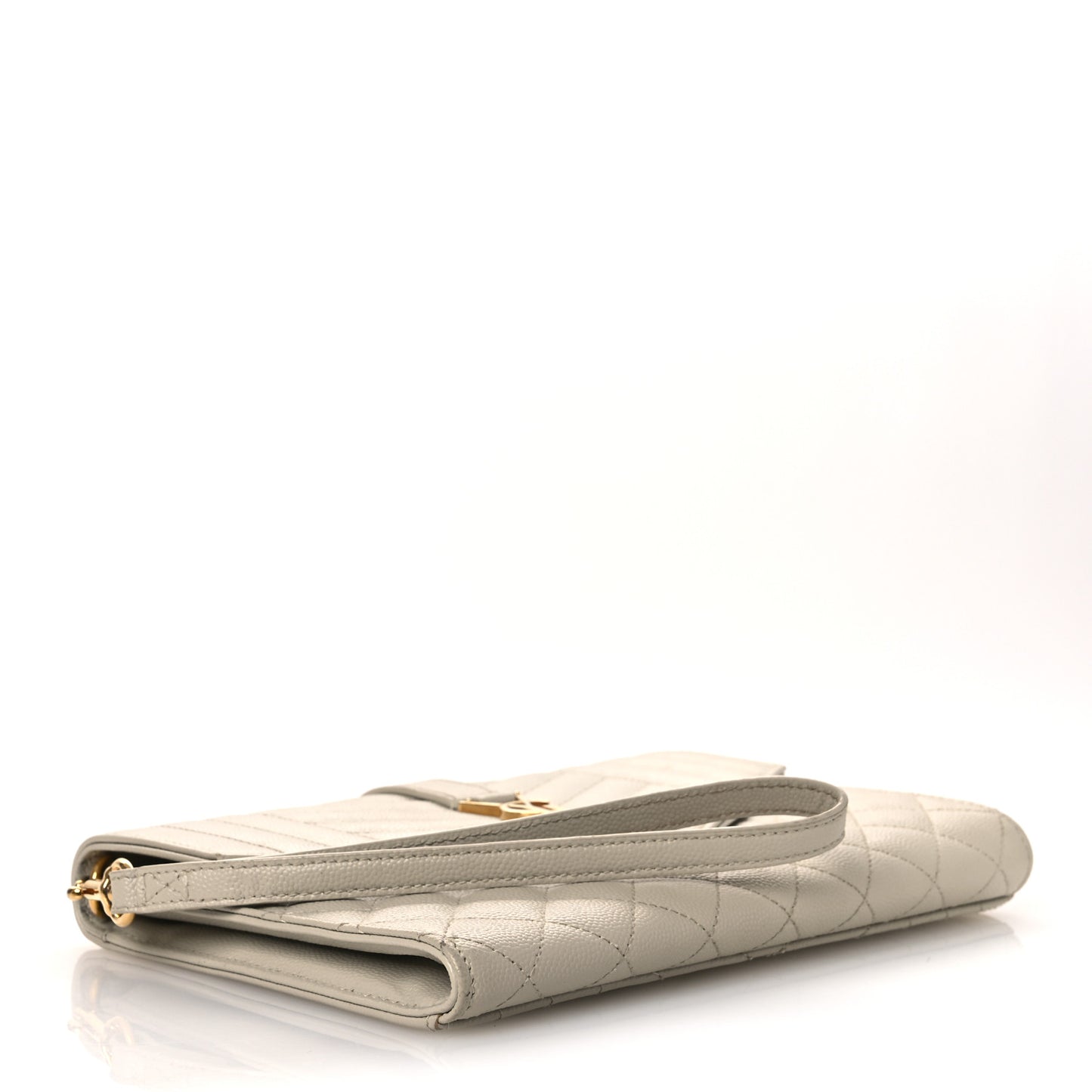 Grain De Poudre Textured Mixed Matelasse Triquilt Monogram Clutch Blanc Vintage