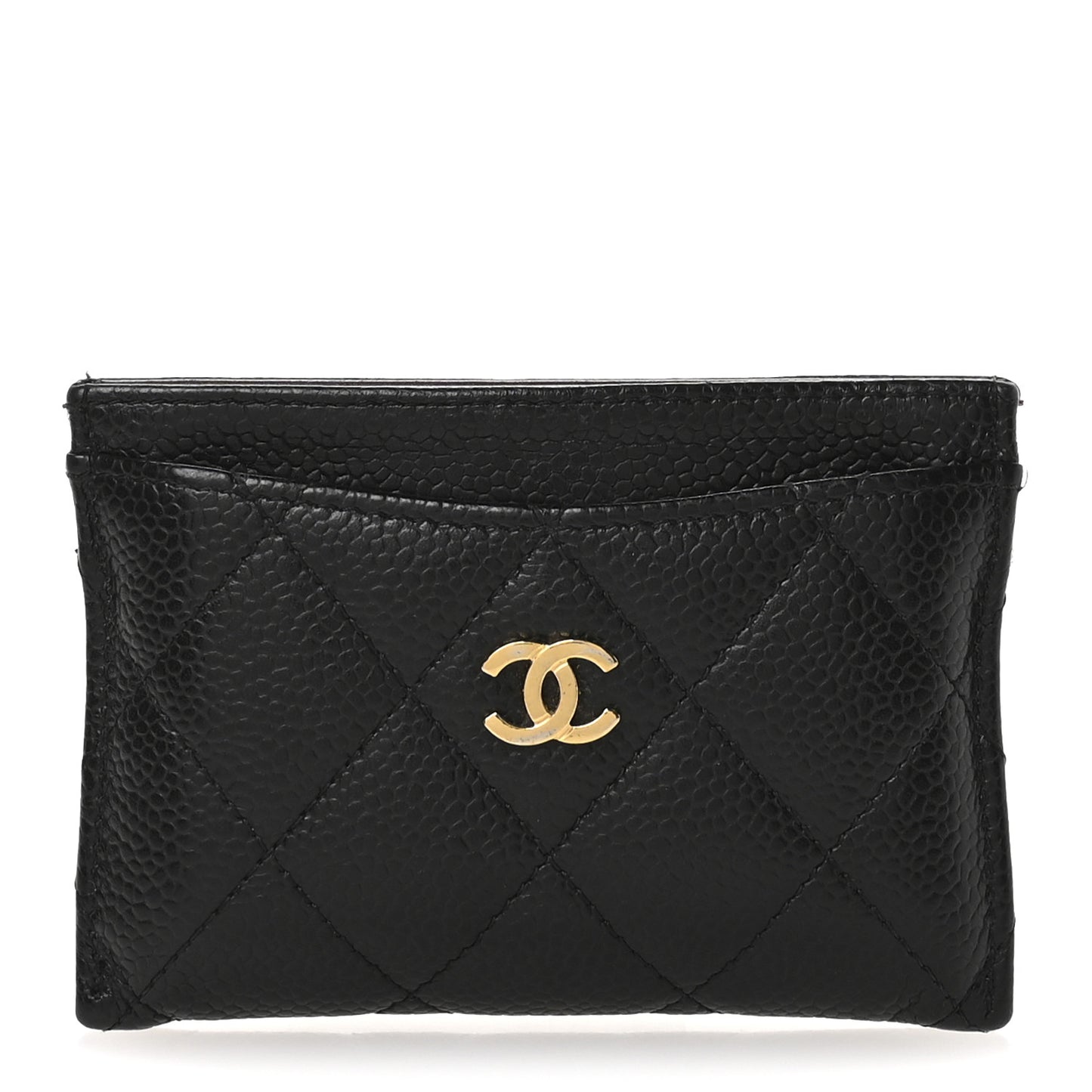 Caviar Quilted Card Holder Black