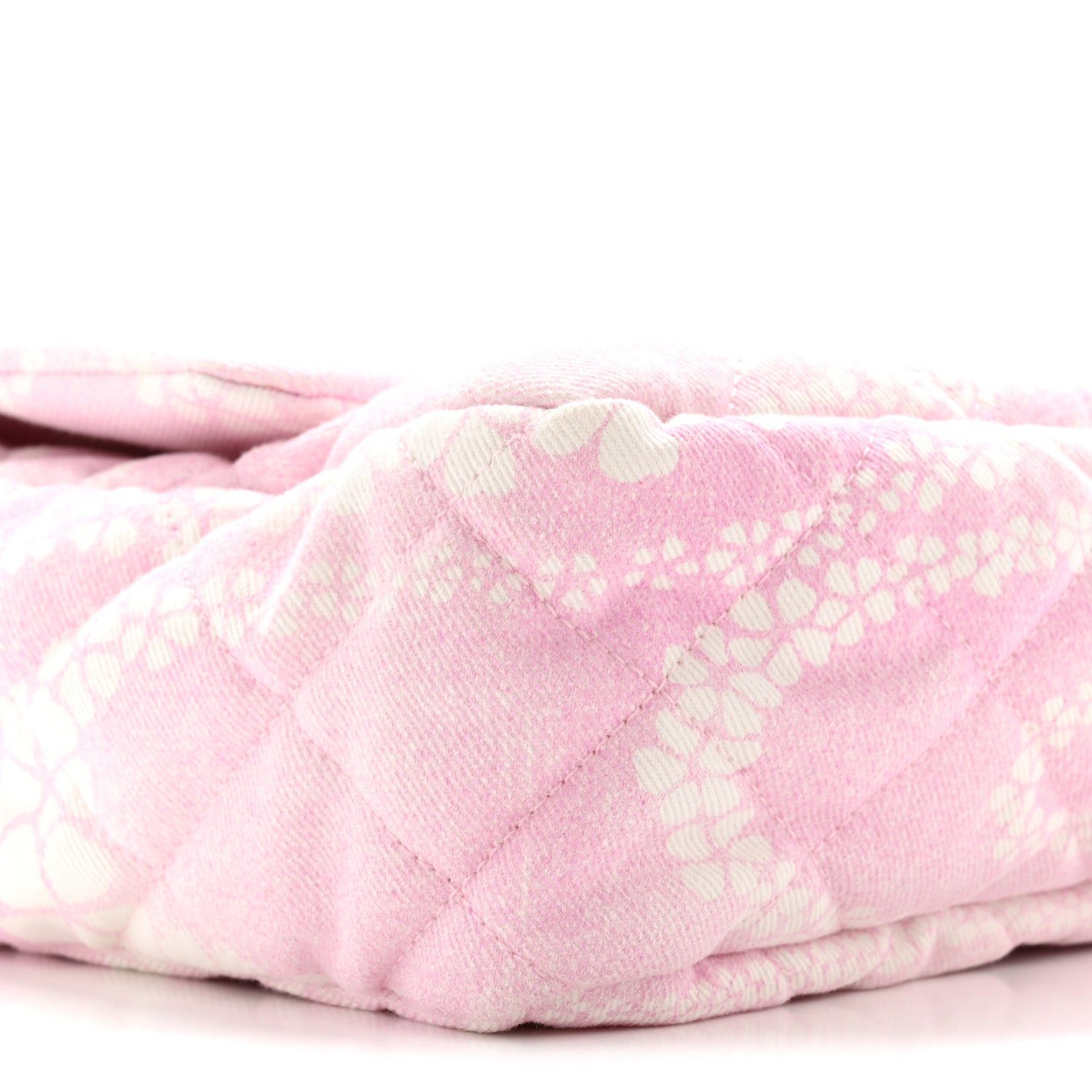 Chanel Printed Denim Quilted Medium Single Flap Bag Pink White 9 of 11