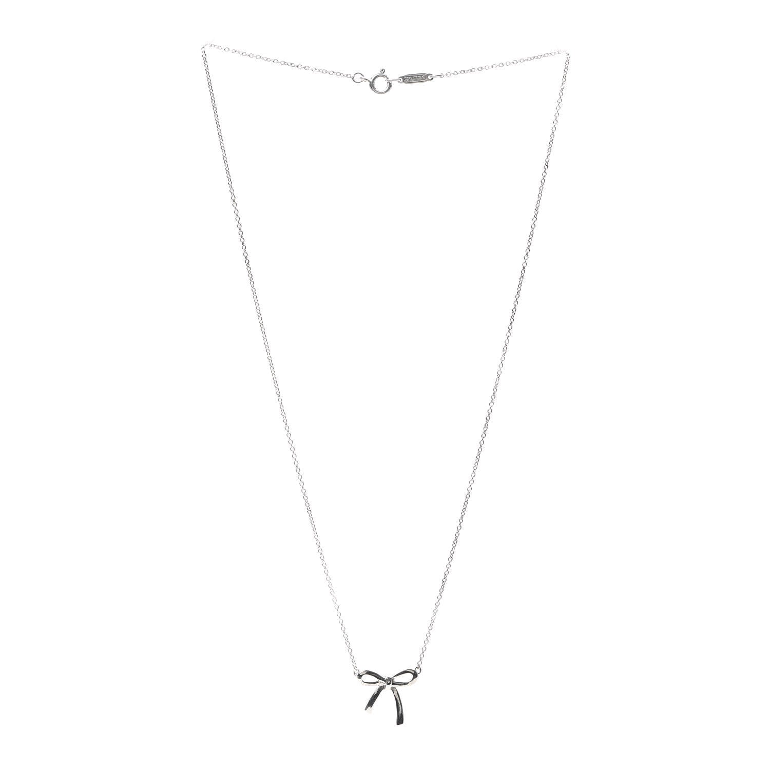 Tiffany Sterling Silver Small Bow Pendant Necklace 3 of 5