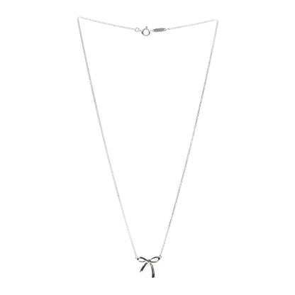 Tiffany Sterling Silver Small Bow Pendant Necklace 3 of 5