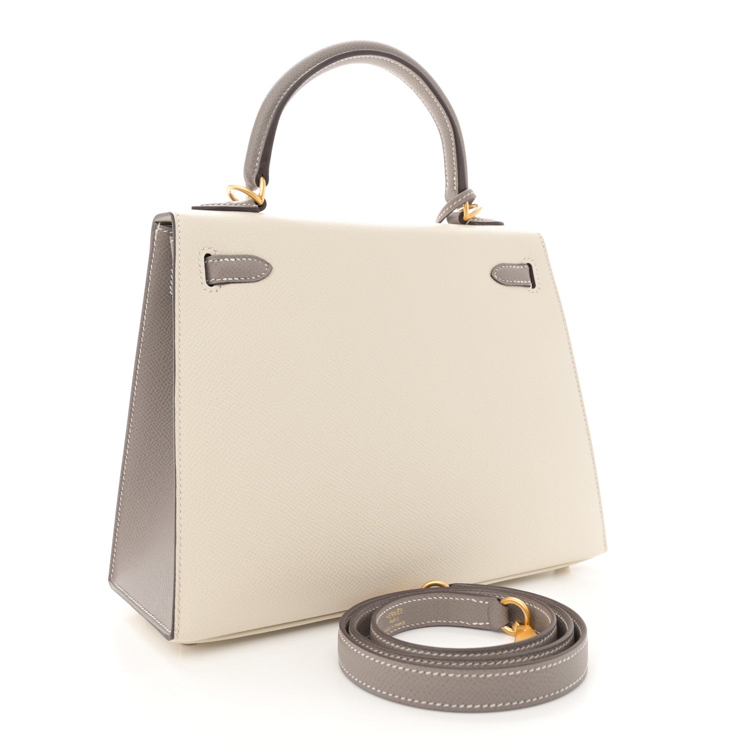 Hermes Epsom Bi-Color Horseshoe Kelly Sellier 25 Craie Gris Asphalte 3 of 10