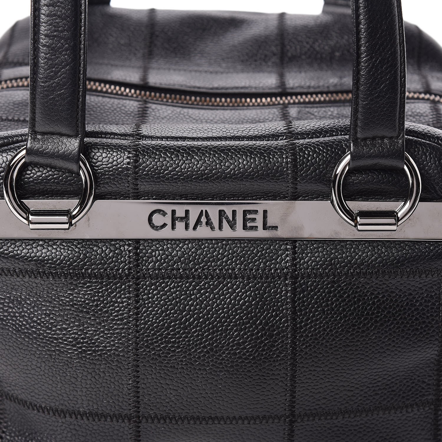 Chanel Caviar Square Stitched Bowler Black 10 of 11