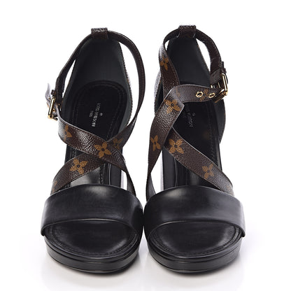 Louis Vuitton Calfskin Monogram Matchmake Cross Sandals 41 Black 2 of 7