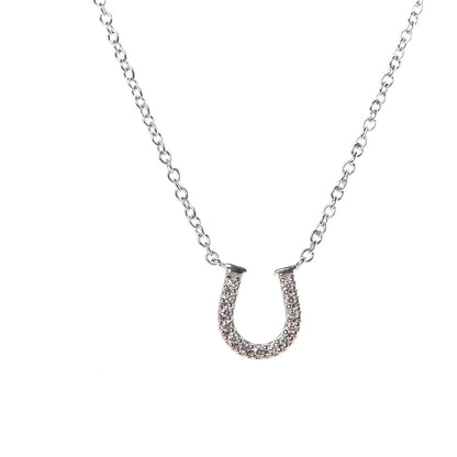 Tiffany 18K White Gold Diamond Mini Metro Horseshoe Pendant Necklace 4 of 6