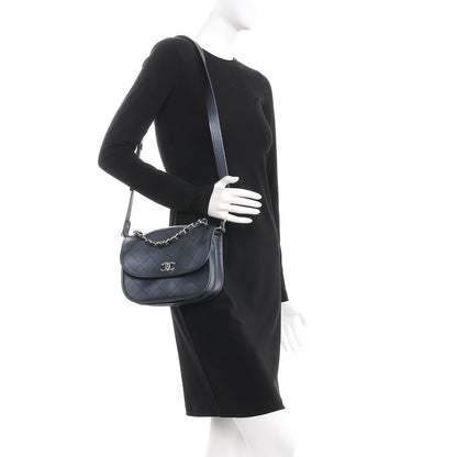 Chanel Metallic Calfskin Quilted Jungle Stroll Messenger Bag Navy 2 of 9