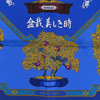Hermes Silk Les Beaux Jours de Bonsai Scarf 90 Bleu 2 of 3