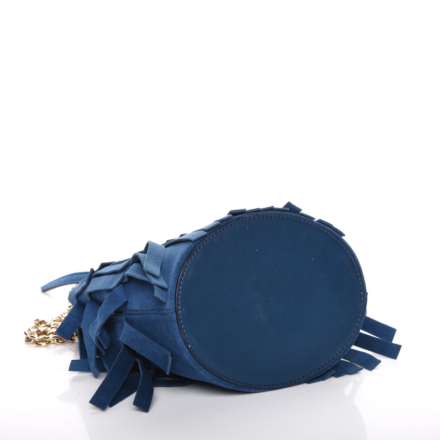 Suede Fringe Mini Bucket Bag Marine