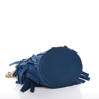 Burberry Suede Fringe Mini Bucket Bag Marine 4 of 8