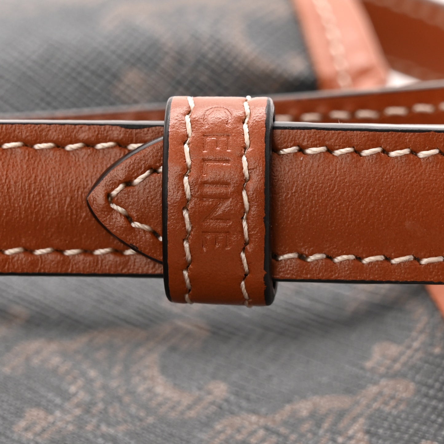 Canvas Calfskin Triomphe Mini Besace Tan