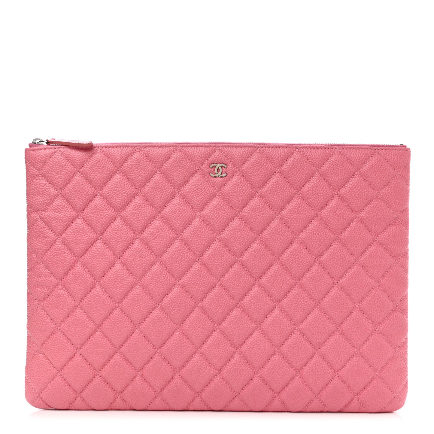 Caviar Quilted Large Cosmetic Case Rose Pink