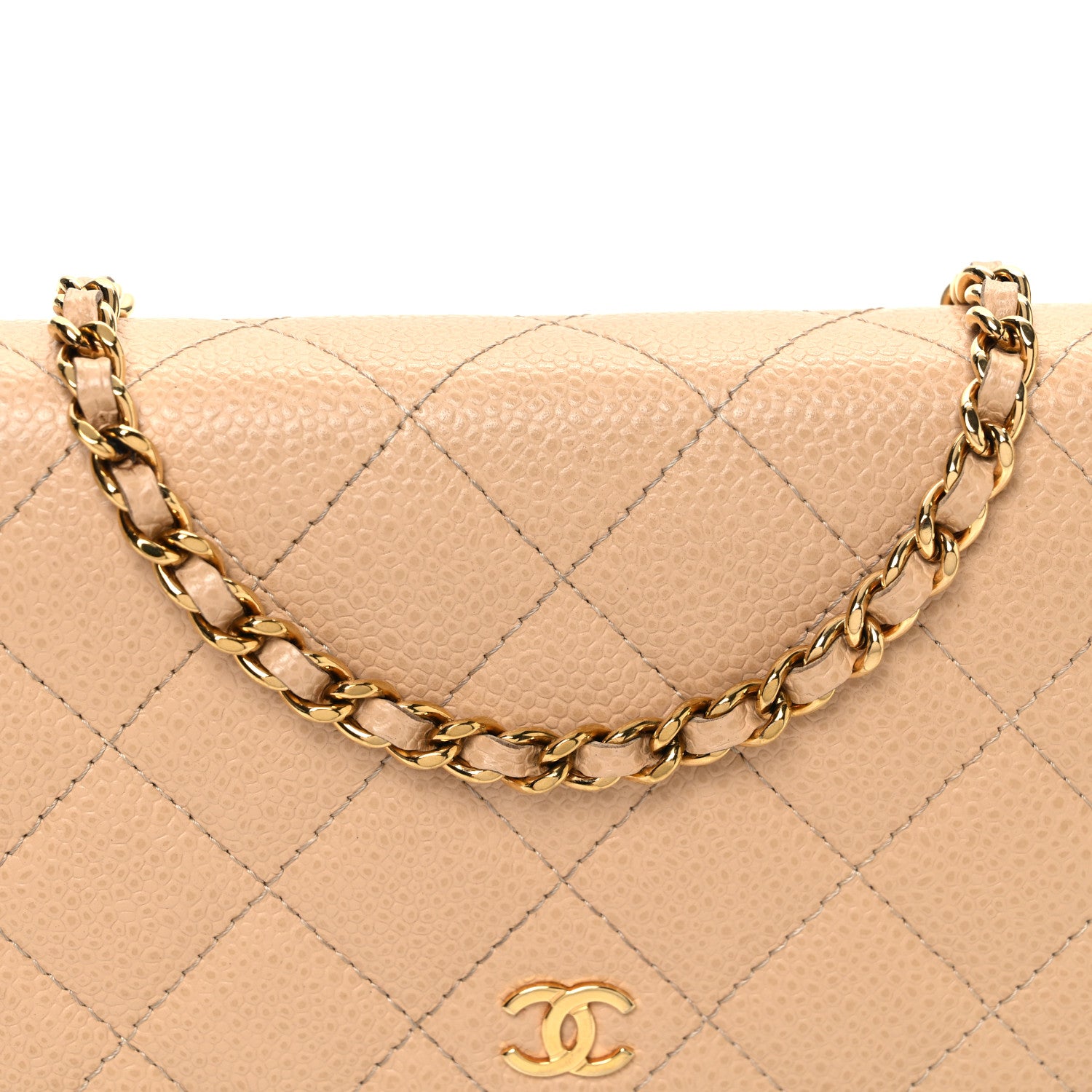 Chanel Caviar Quilted Wallet on Chain WOC Beige 9 of 12