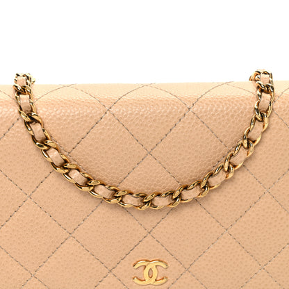Chanel Caviar Quilted Wallet on Chain WOC Beige 9 of 12