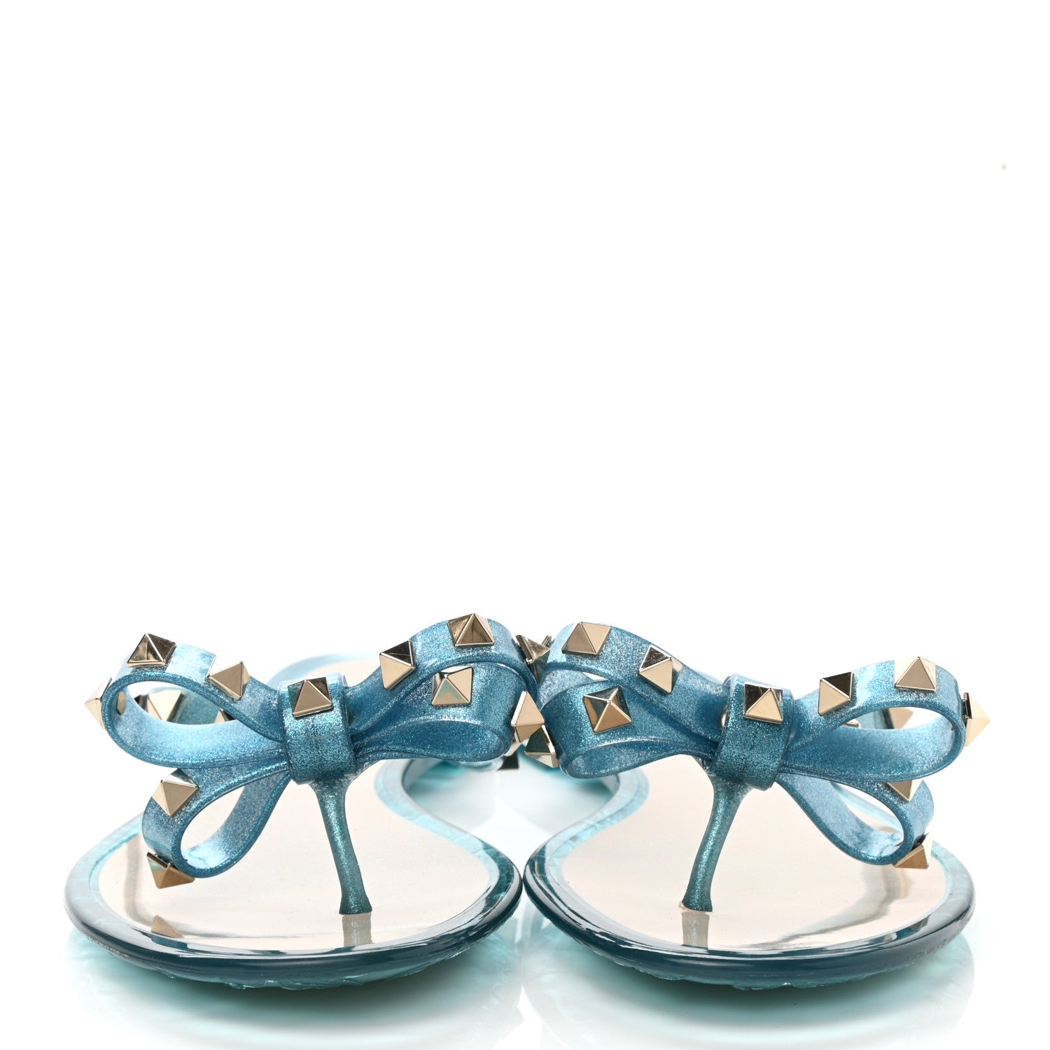 Valentino Garavani PVC Jelly Glitter Rockstud Bow Thong Sandals 37 Cerulean 2 of 8