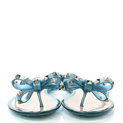 Valentino Garavani PVC Jelly Glitter Rockstud Bow Thong Sandals 37 Cerulean 2 of 8