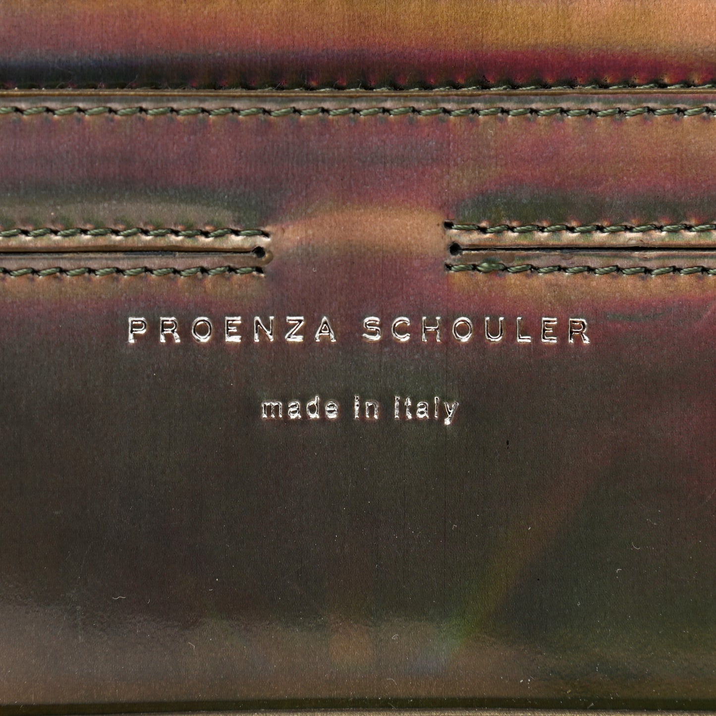 Metallic Patent PS11 Wristlet Clutch Brown