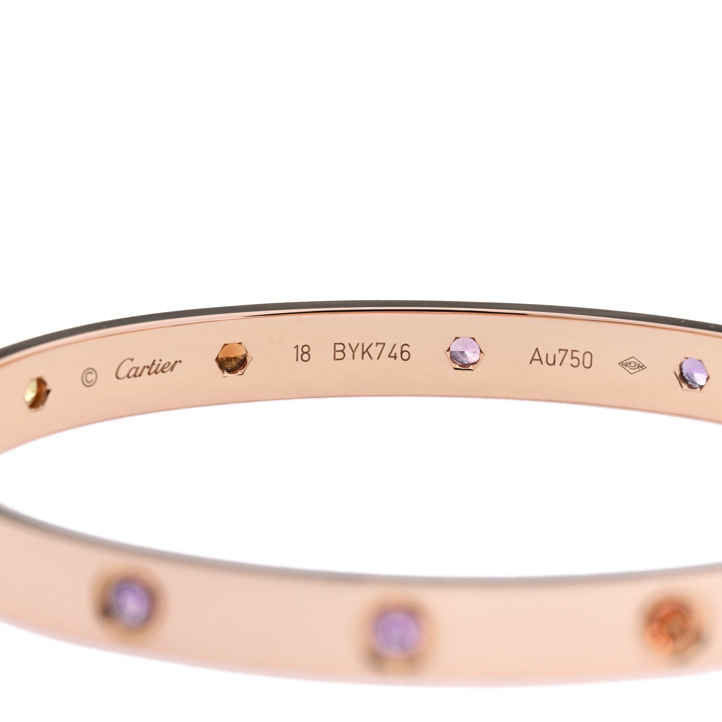 18K Pink Gold Sapphire Garnet Amethyst LOVE Bracelet 18