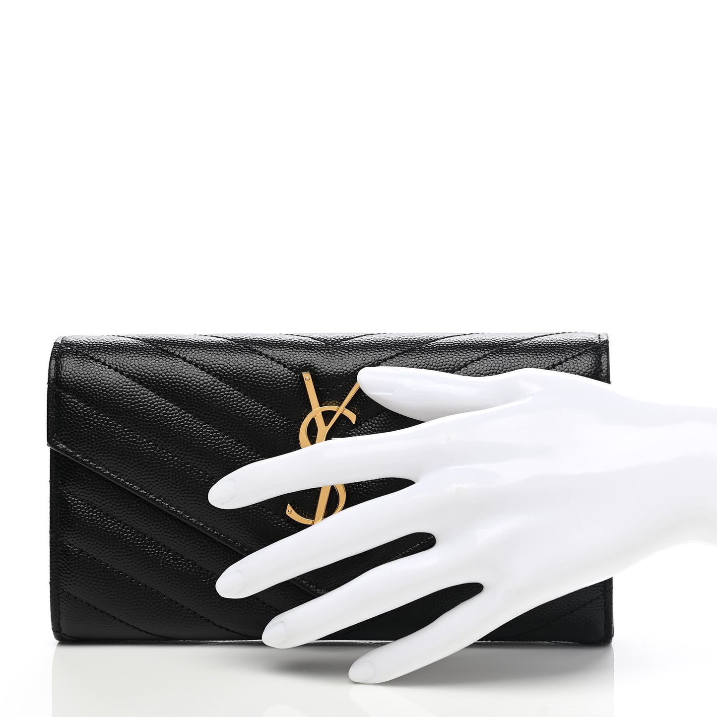 Grain De Poudre Matelasse Chevron Monogram Flap Wallet Black