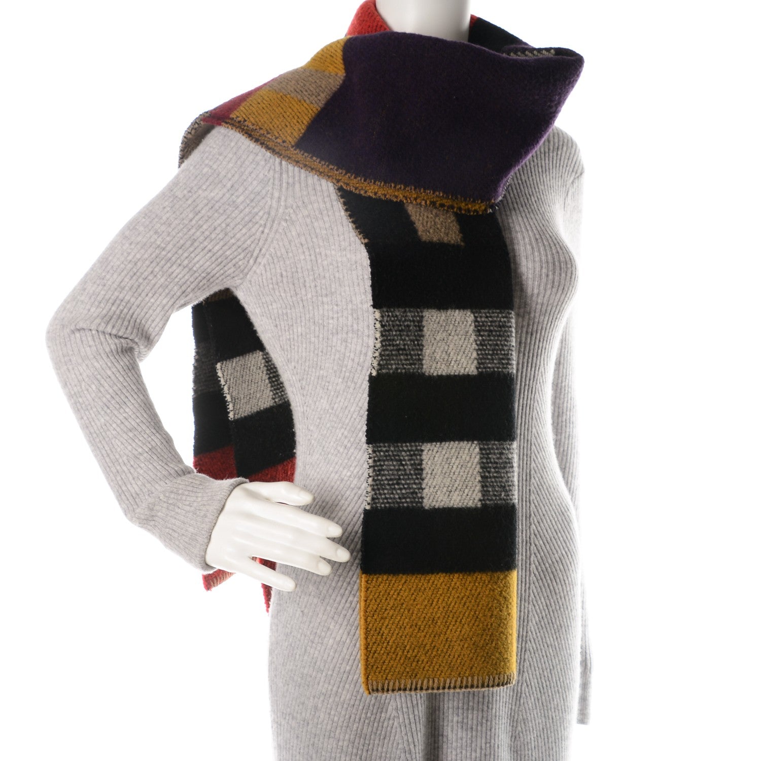 Burberry Wool Cashmere Patchwork Blanket Scarf 2 of 5