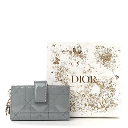 Christian Dior Patent Cannage Lady Dior 5-Gusset Card Holder Grey 8 of 8