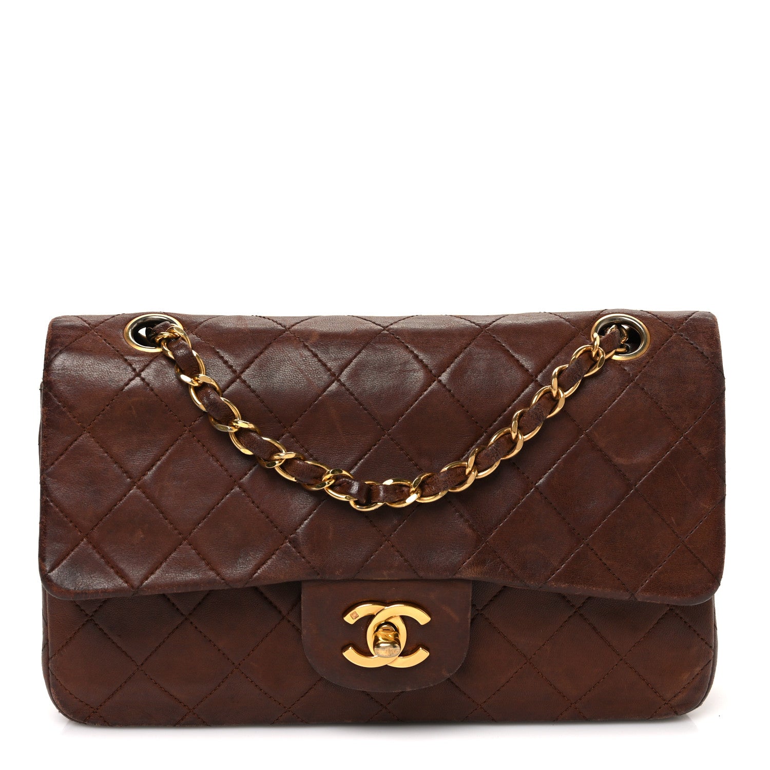 Chanel Lambskin Quilted Small Double Flap Brown 1 of 13