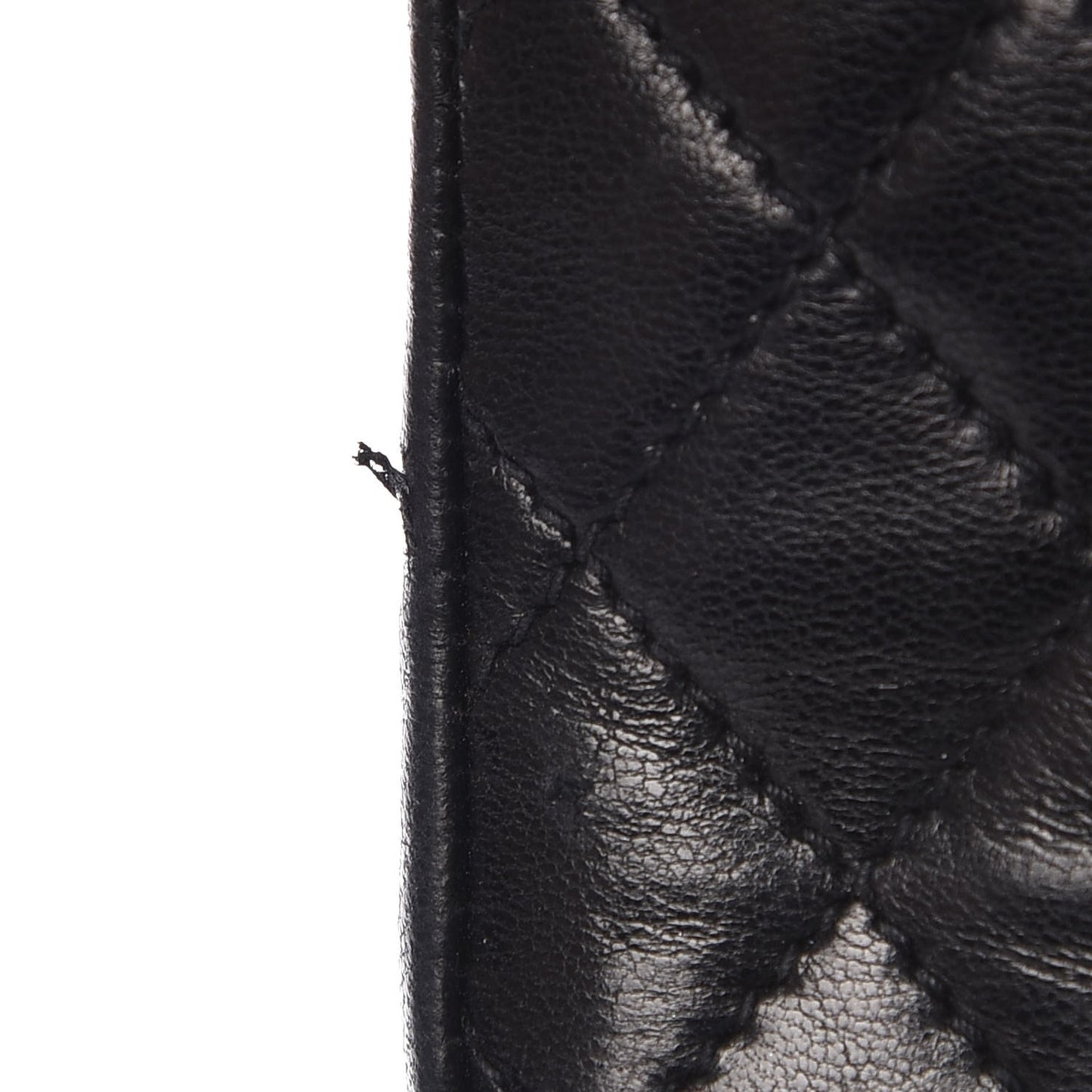 Calfskin Quilted Mini Pouch Bag Charm Keychain Black