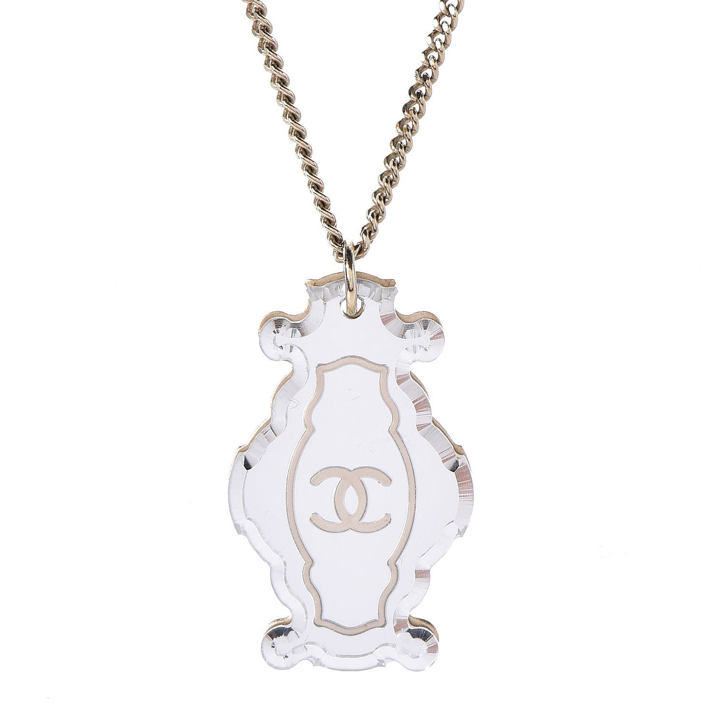 Mirror CC Pendant Necklace Gold