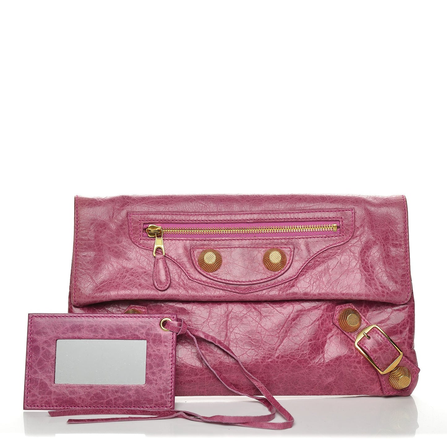 Agneau Giant 21 Gold Hardware Envelope Clutch Magenta