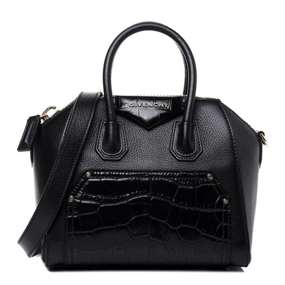 Givenchy Calfskin Crocodile Embossed Mini Antigona Black 1 of 20