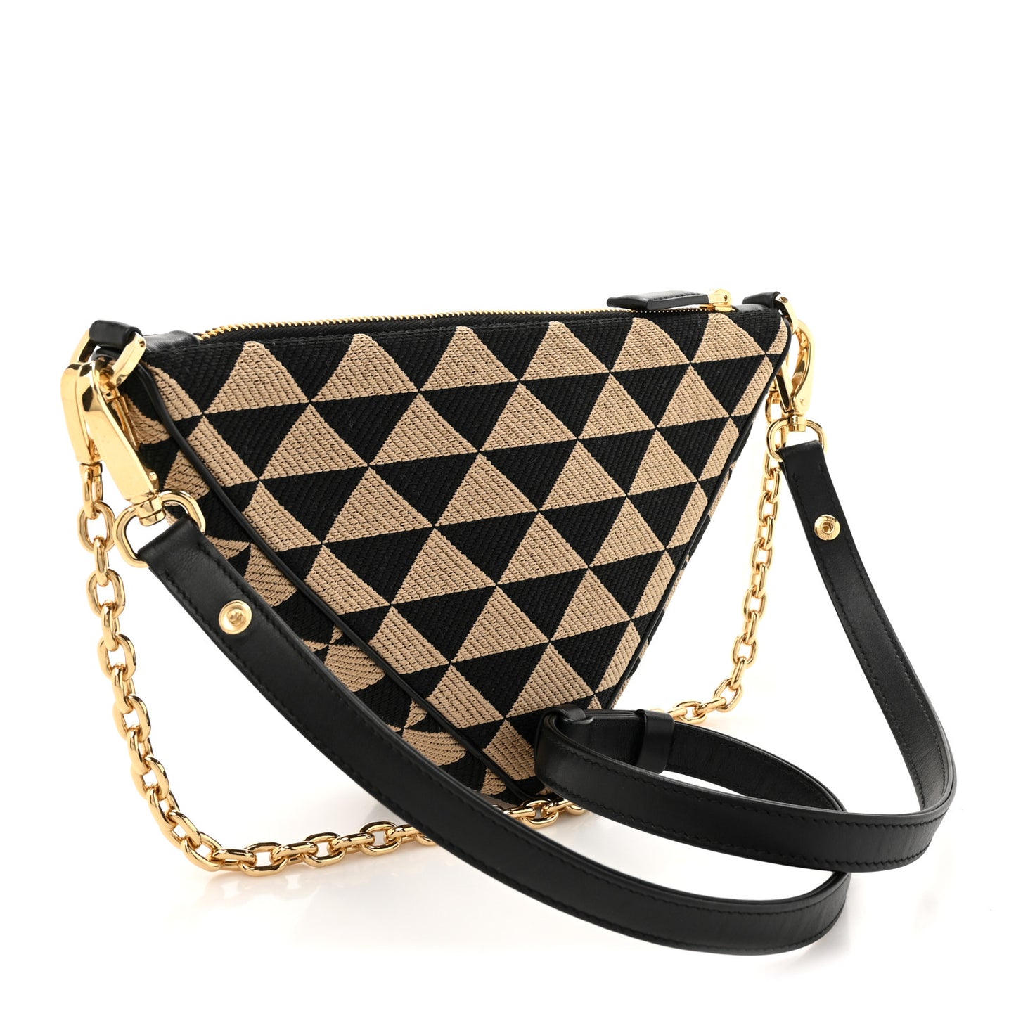 Jacquard Triangolo Symbole Embroidered Mini Triangle Bag Black Corda