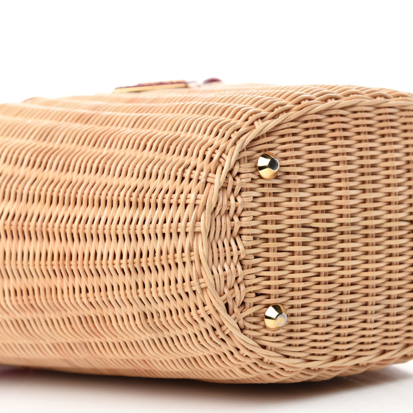 Wicker Canvas Shoulder Bag Naturale Rosso