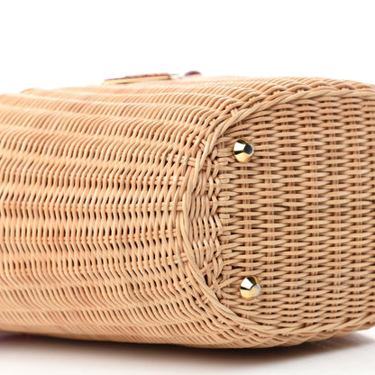 Prada Wicker Canvas Shoulder Bag Naturale Rosso 7 of 12