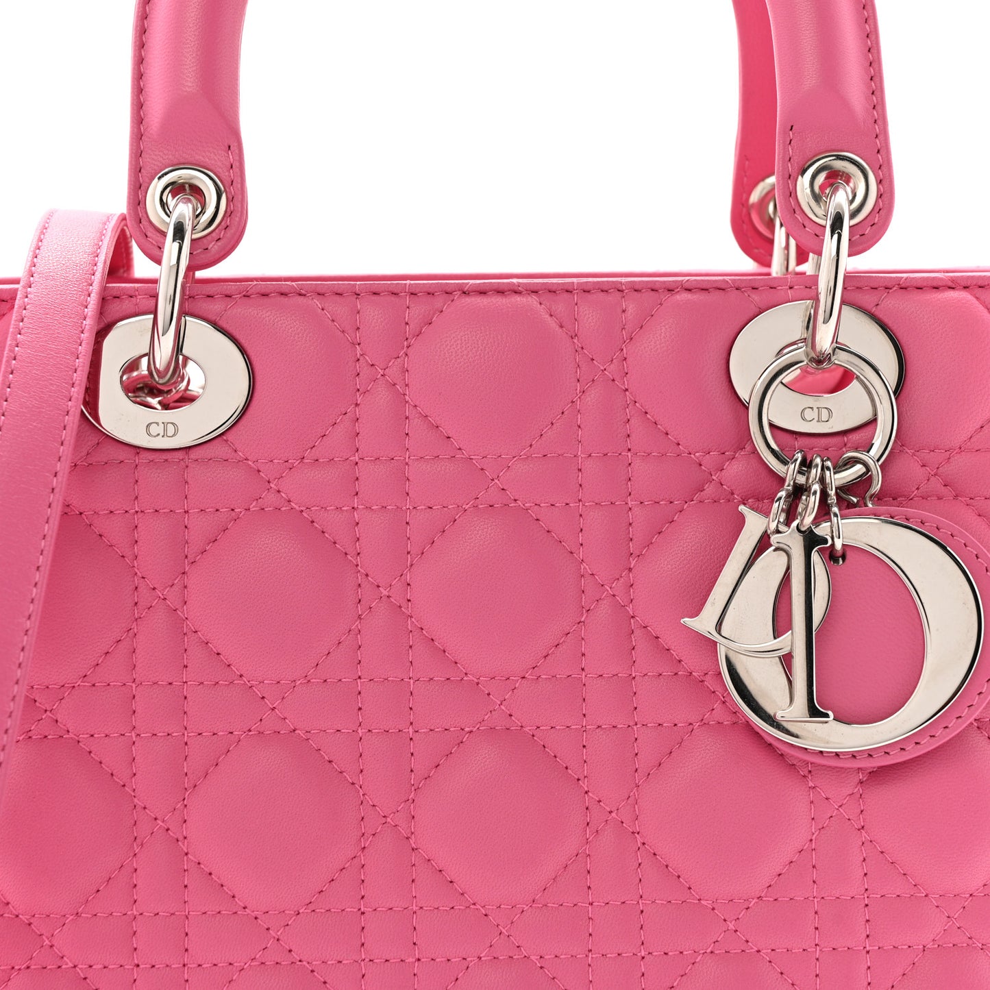 Lambskin Cannage Medium Lady Dior Fuchsia