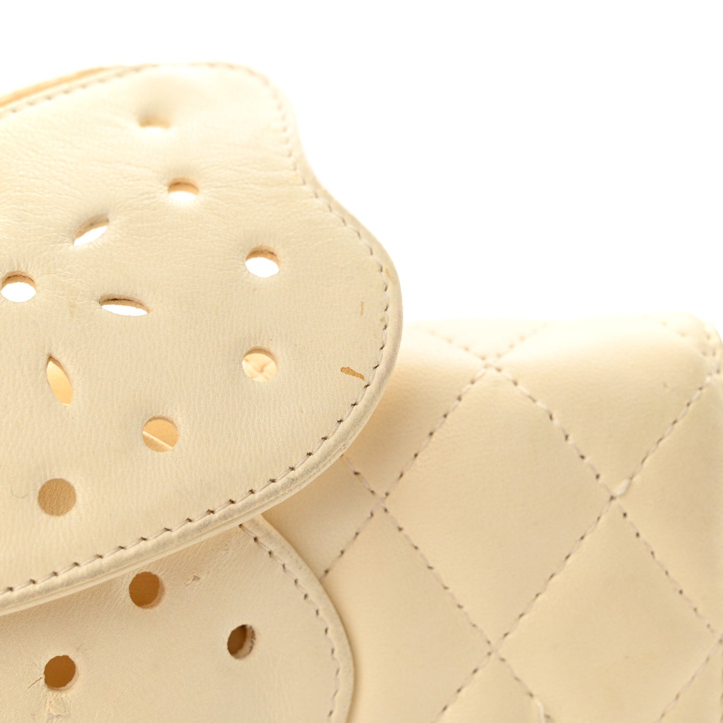 Lambskin Quilted Butterfly Chain Clutch White