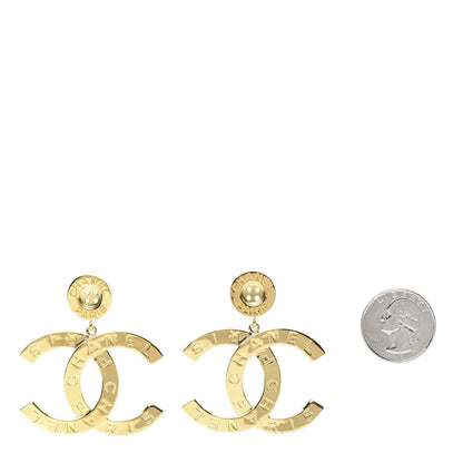 Chanel Metal Large Paris Button Earrings Gold 2 of 5