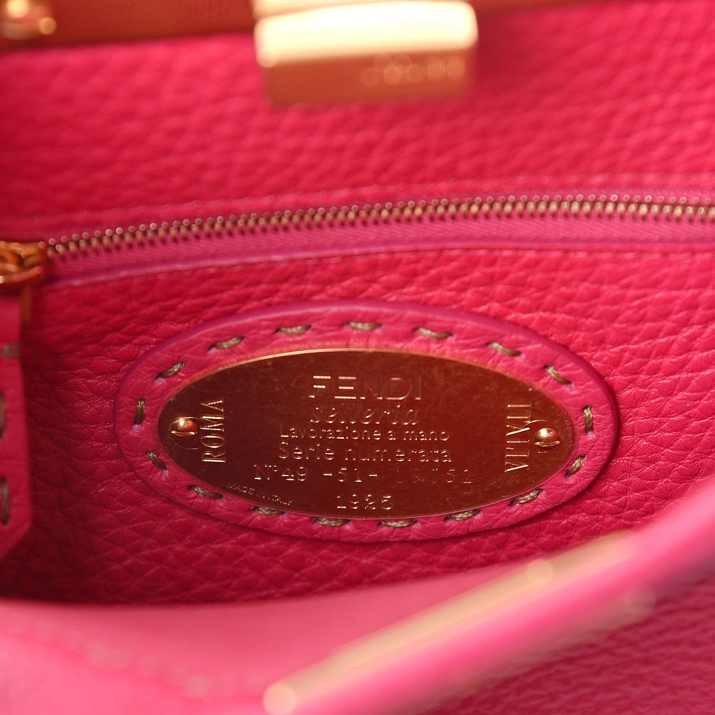 Cuoio Romano Selleria Mini Peekaboo Iconic Satchel Fuxia