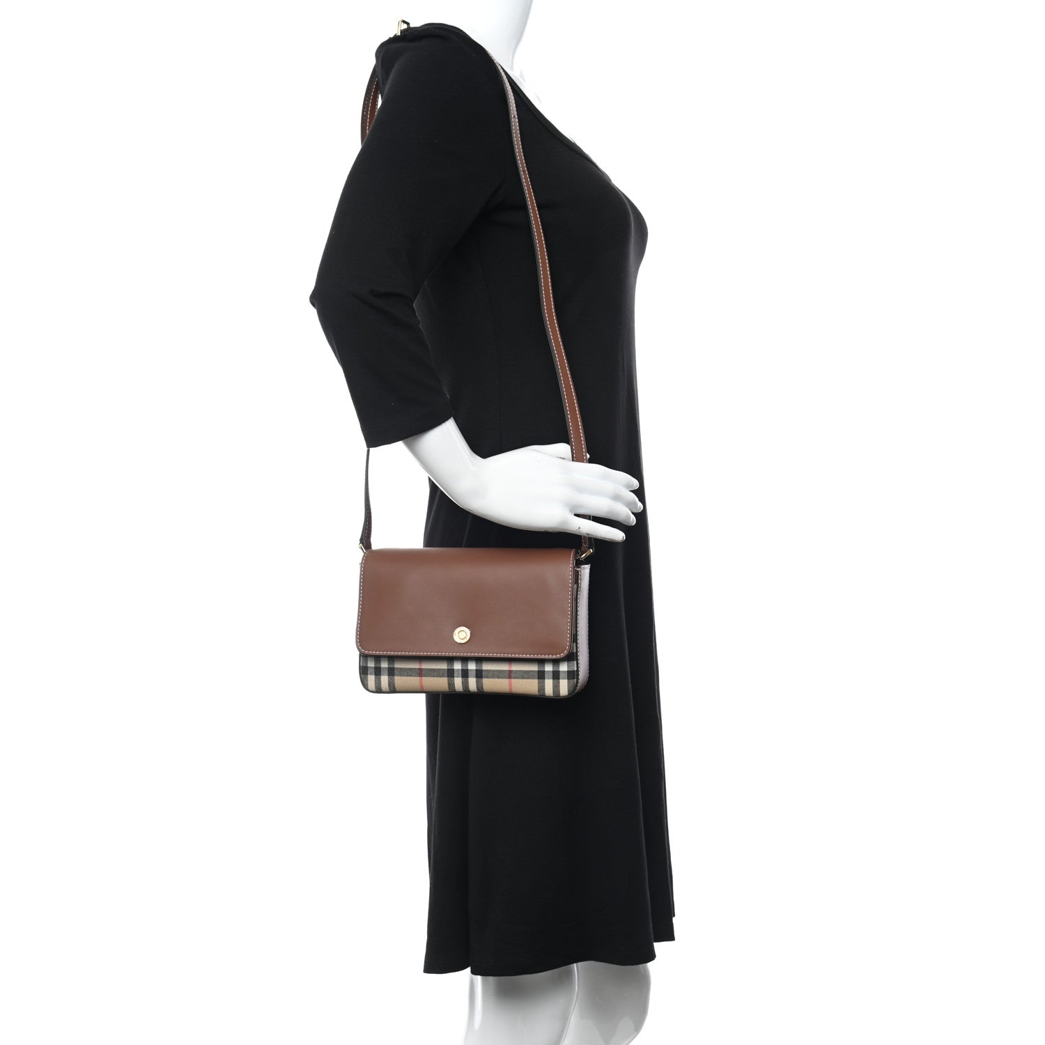 Burberry Calfskin Vintage Check Penny Bag Archive Beige Tan 2 of 12