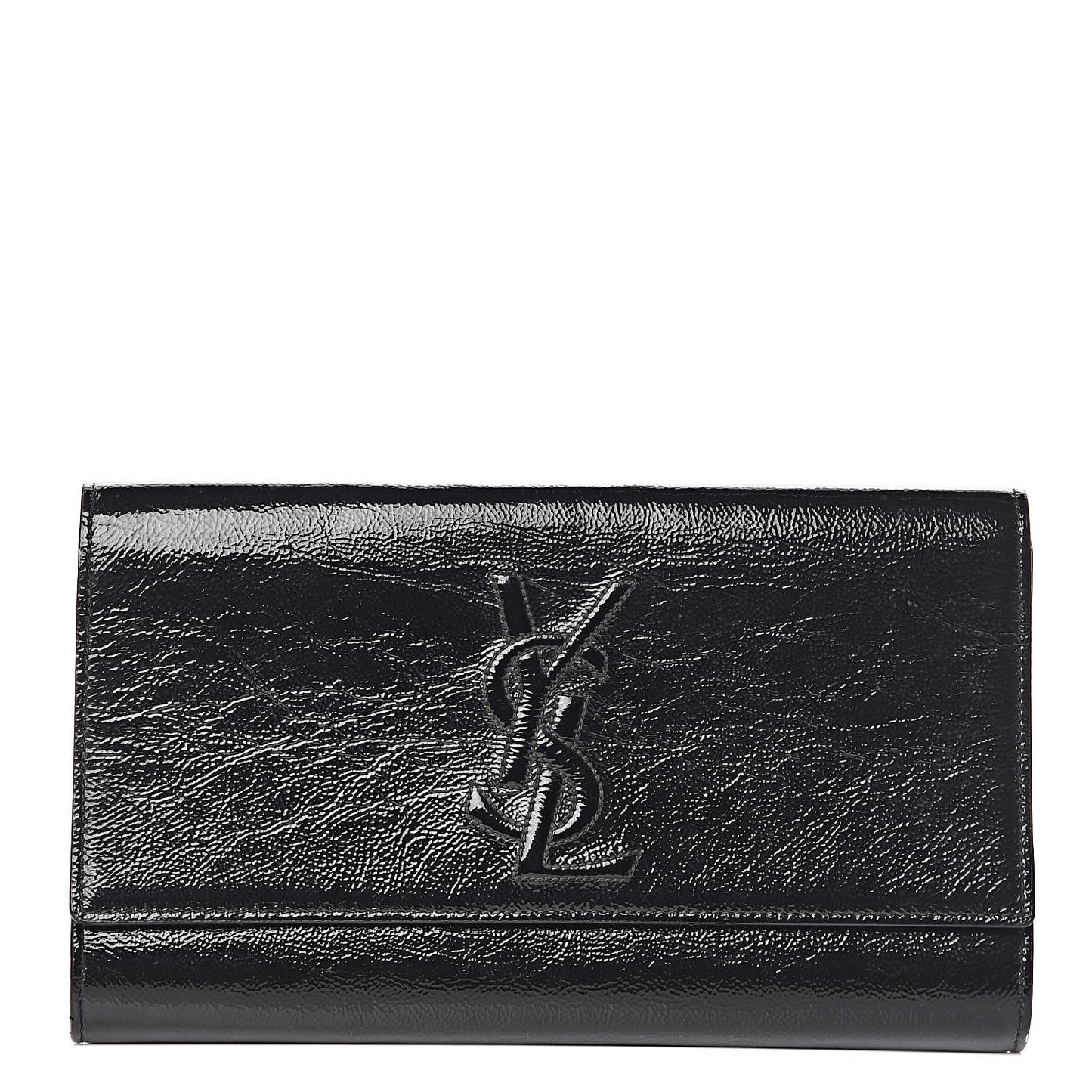 Textured Patent Monogram Large Belle De Jour Clutch Black